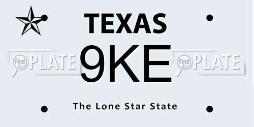 9KE Texas License Plate
