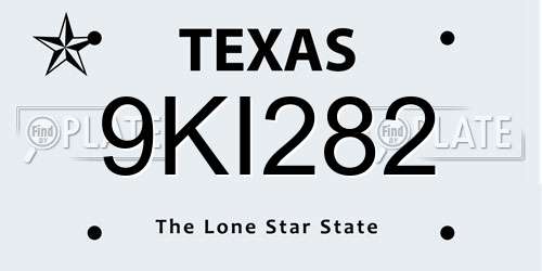 9KI282 Texas License Plate
