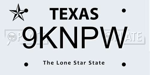 9KNPW Texas License Plate