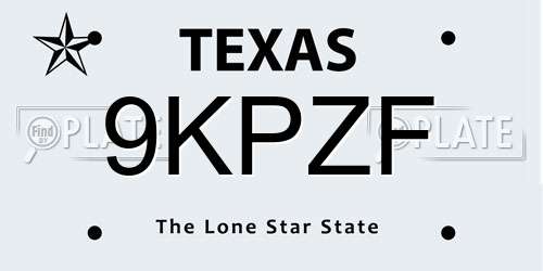 9KPZF Texas License Plate