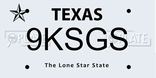 9KSGS Texas License Plate