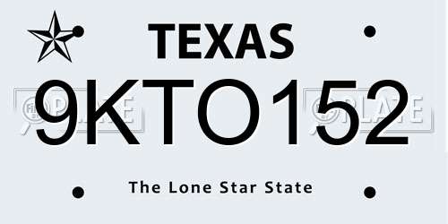 9KTO152 Texas License Plate