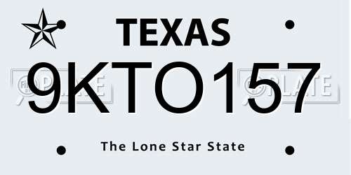 9KTO157 Texas License Plate