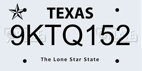 9KTQ152 Texas License Plate