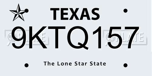 9KTQ157 Texas License Plate