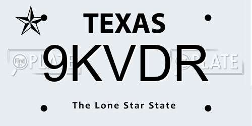 9KVDR Texas License Plate