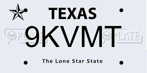 9KVMT Texas License Plate