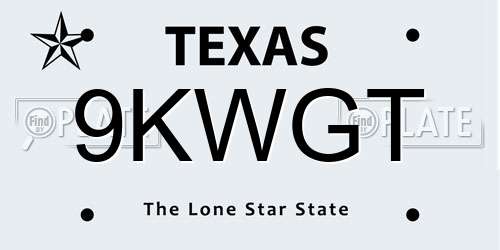 9KWGT Texas License Plate