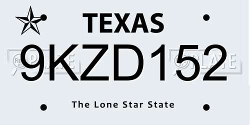 9KZD152 Texas License Plate
