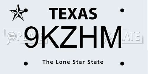 9KZHM Texas License Plate