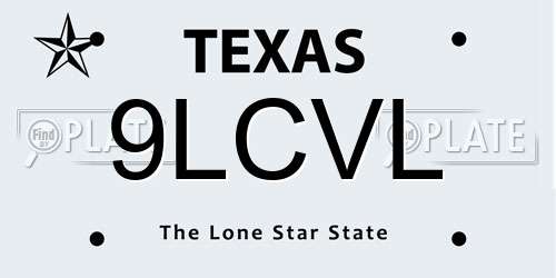 9LCVL Texas License Plate