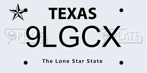 9LGCX Texas License Plate