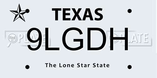 9LGDH Texas License Plate
