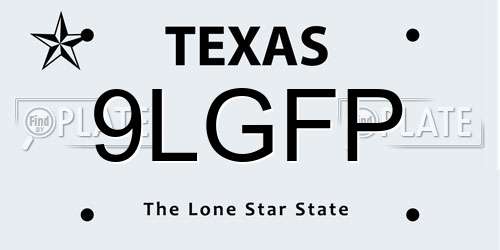 9LGFP Texas License Plate