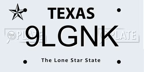 9LGNK Texas License Plate
