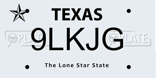 9LKJG Texas License Plate
