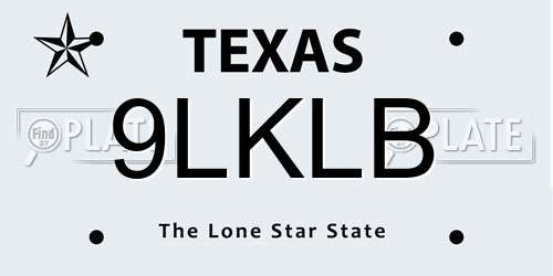 9LKLB Texas License Plate