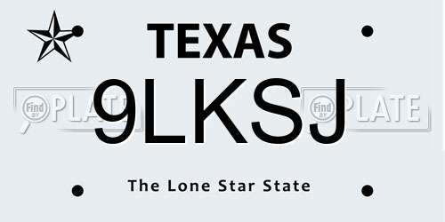 9LKSJ Texas License Plate