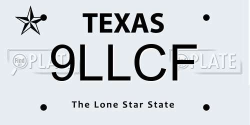 9LLCF Texas License Plate