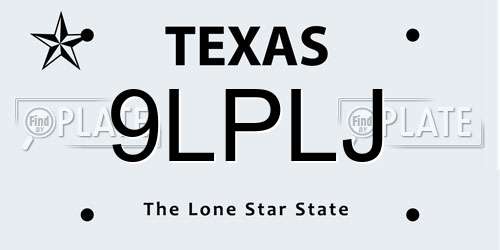 9LPLJ Texas License Plate