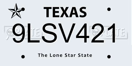 9LSV421 Texas License Plate