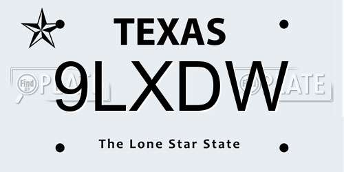 9LXDW Texas License Plate