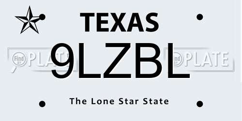 9LZBL Texas License Plate