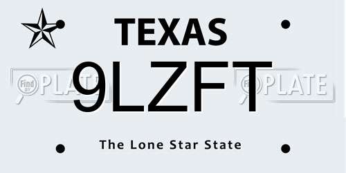9LZFT Texas License Plate