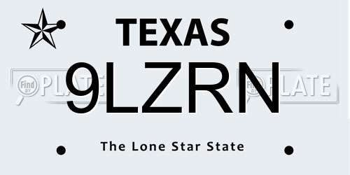 9LZRN Texas License Plate