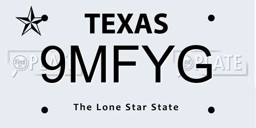 9MFYG Texas License Plate