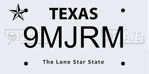 9MJRM Texas License Plate