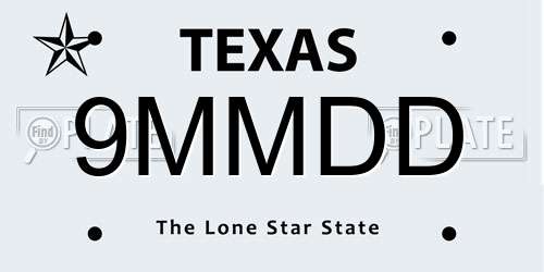 9MMDD Texas License Plate