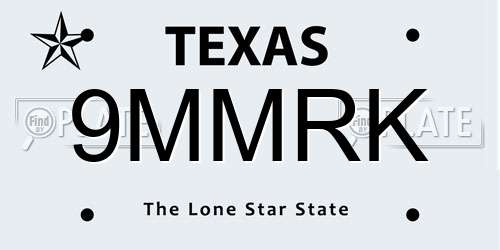 9MMRK Texas License Plate