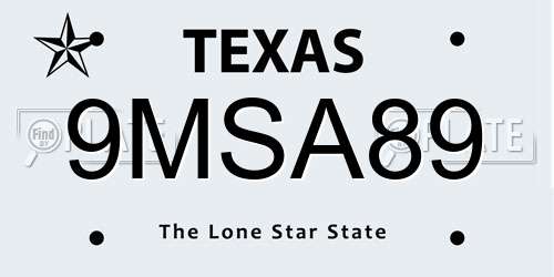 9MSA89 Texas License Plate