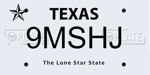 9MSHJ Texas License Plate