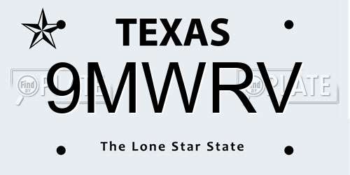 9MWRV Texas License Plate
