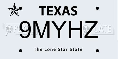 9MYHZ Texas License Plate