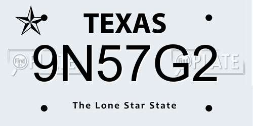 9N57G2 Texas License Plate