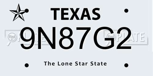 9N87G2 Texas License Plate