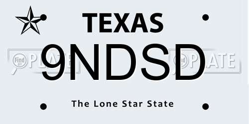 9NDSD Texas License Plate