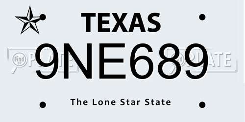 9NE689 Texas License Plate