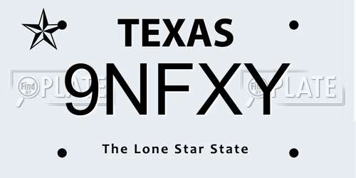 9NFXY Texas License Plate