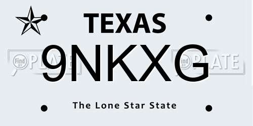 9NKXG Texas License Plate