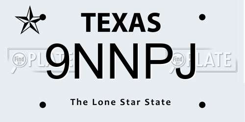 9NNPJ Texas License Plate