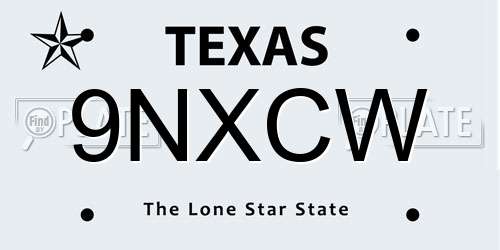 9NXCW Texas License Plate
