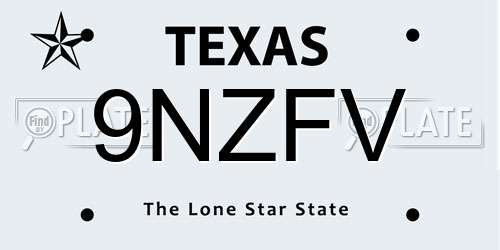 9NZFV Texas License Plate