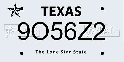 9O56Z2 Texas License Plate