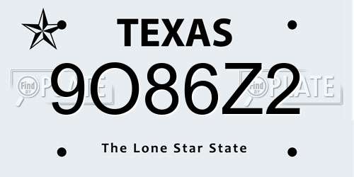 9O86Z2 Texas License Plate