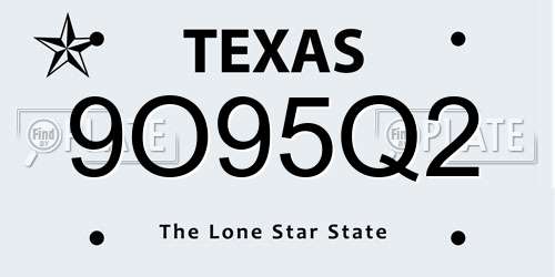 9O95Q2 Texas License Plate