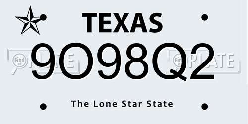 9O98Q2 Texas License Plate